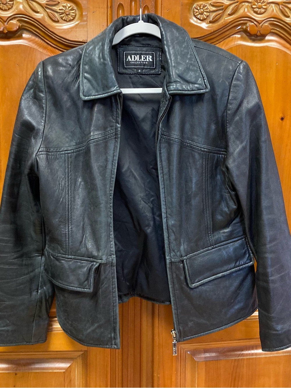 Adler Collection Black Genuine Lambskin Leather Jacket Size S